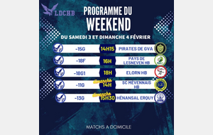 Planning du week-end 3 et 4 Fevrier